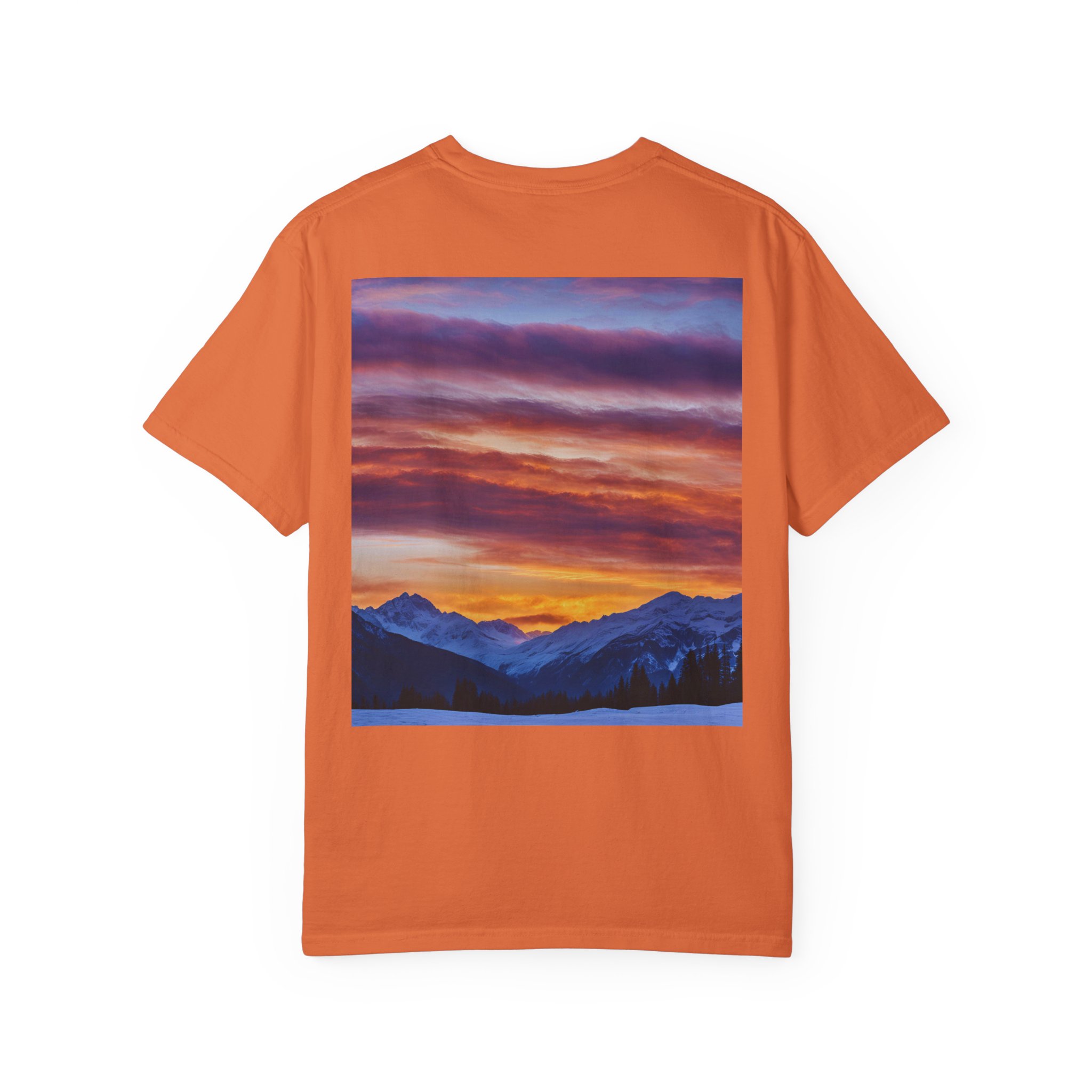 10668744306441959969_2048.jpeg Mountain Glow Horizon T-shirt (burnt orange color) – back view