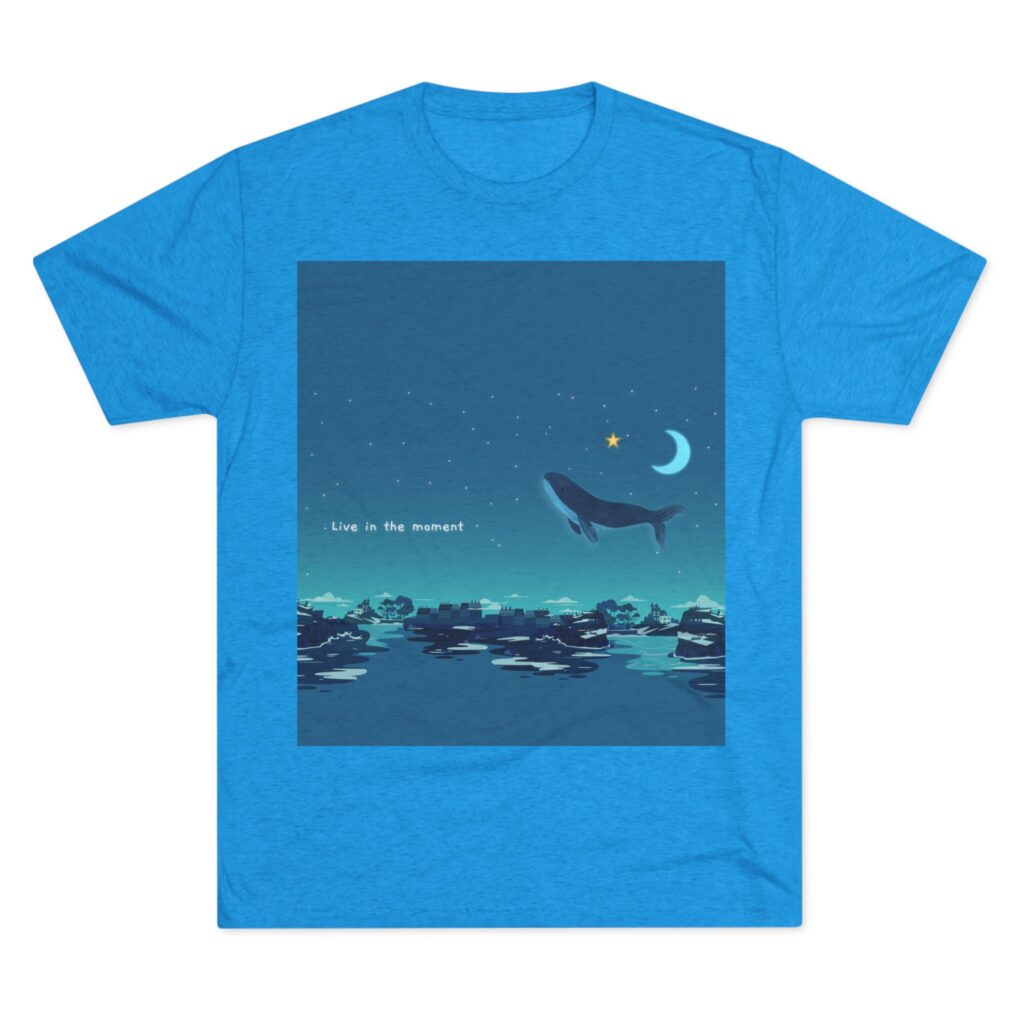 17088111887092177803_2048.jpeg Celestial Drift Whale T-shirt Tri-Blend Vintage Turquoise- front view