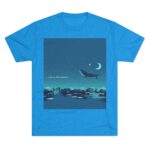 Celestial Drift Whale T-shirt Tri-Blend Vintage Turquoise- front view