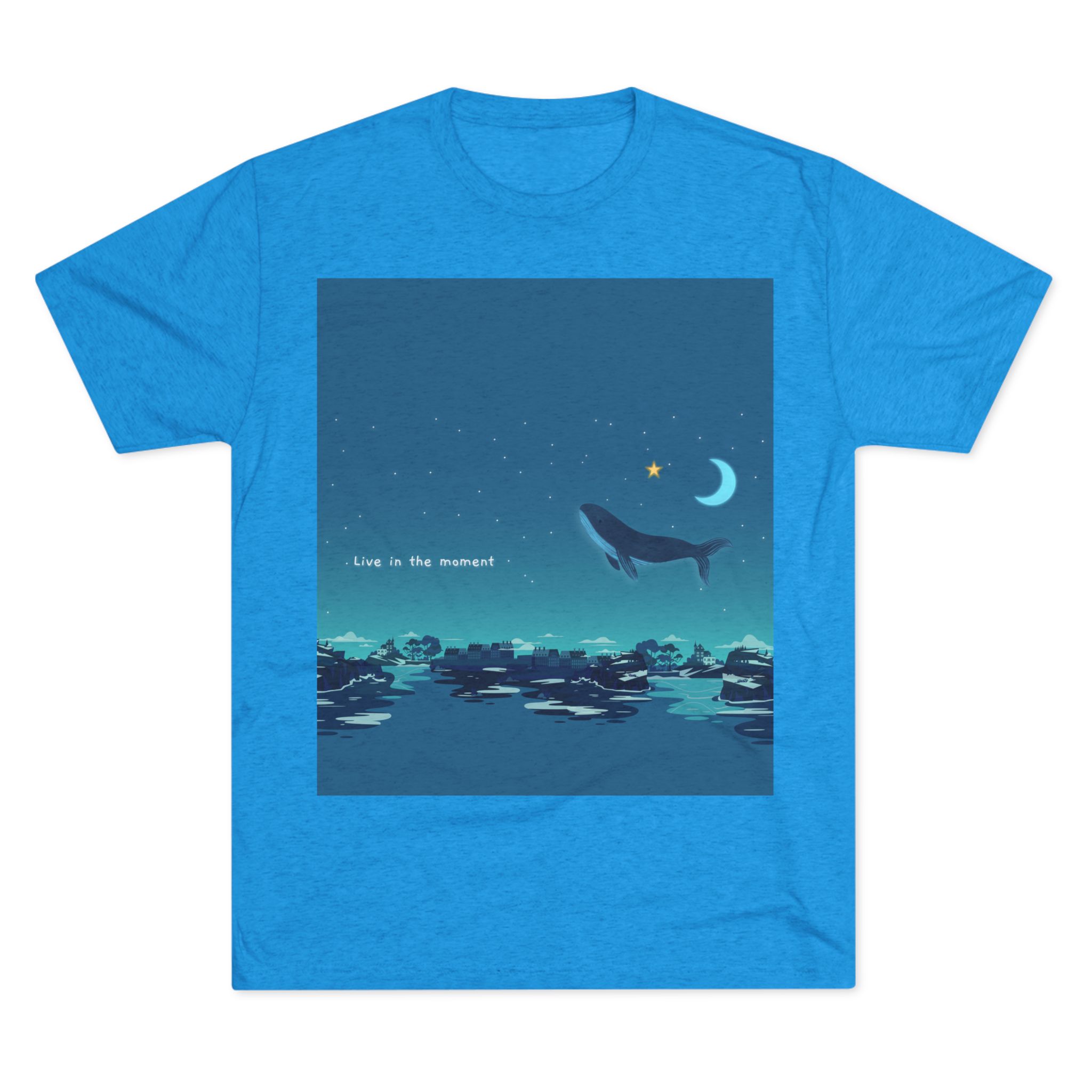 17088111887092177803_2048.jpeg Celestial Drift Whale T-shirt Tri-Blend Vintage Turquoise- front view