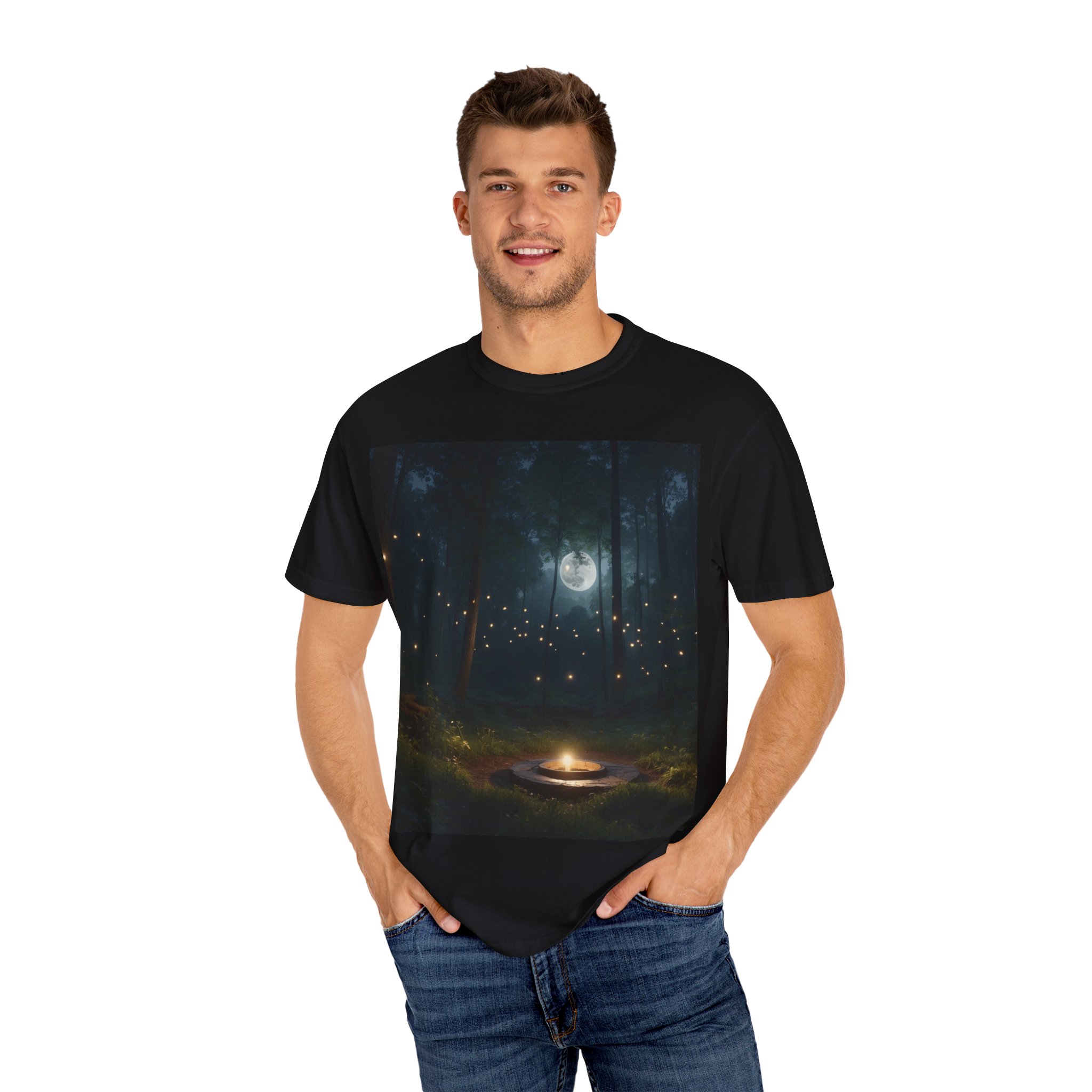 10835189995132905479_2048.jpeg Man wearing black Nature Inspired Unisex T-Shirt while standing – front view