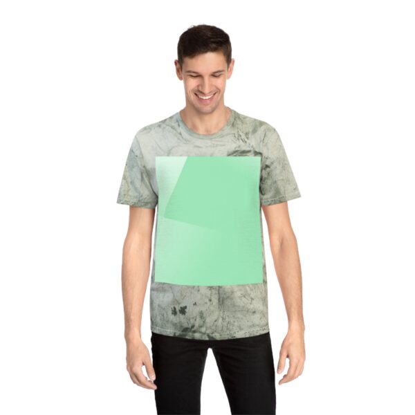 Man wearing fern Aurora-Inspired Sky Print T-shirt while standing – front view