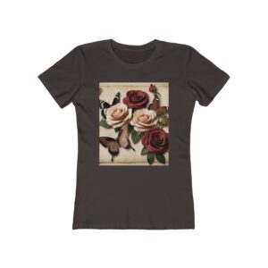 Floral Butterfly Women's T-shirt (solid dark chocolate color) – front view