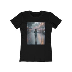 Chic Rainy Day Women's T-shirt (solid black color) – front view