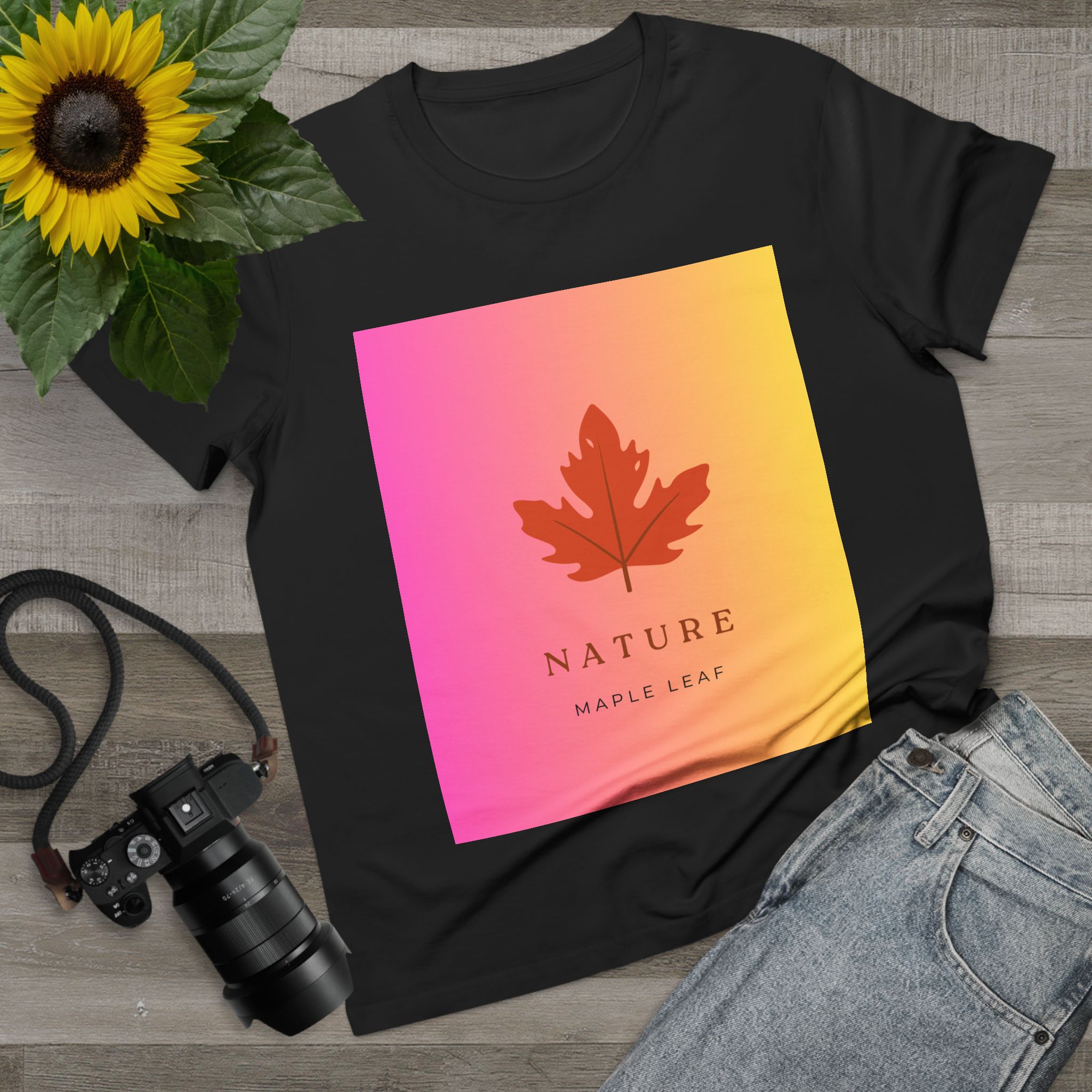 14225306855945144079_2048.jpeg Breathe & Bloom Maple Tee T-shirt black- flat lay view