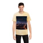 Man wearing citrine Urban Aesthetic Unisex T-Shirt while standing – front view