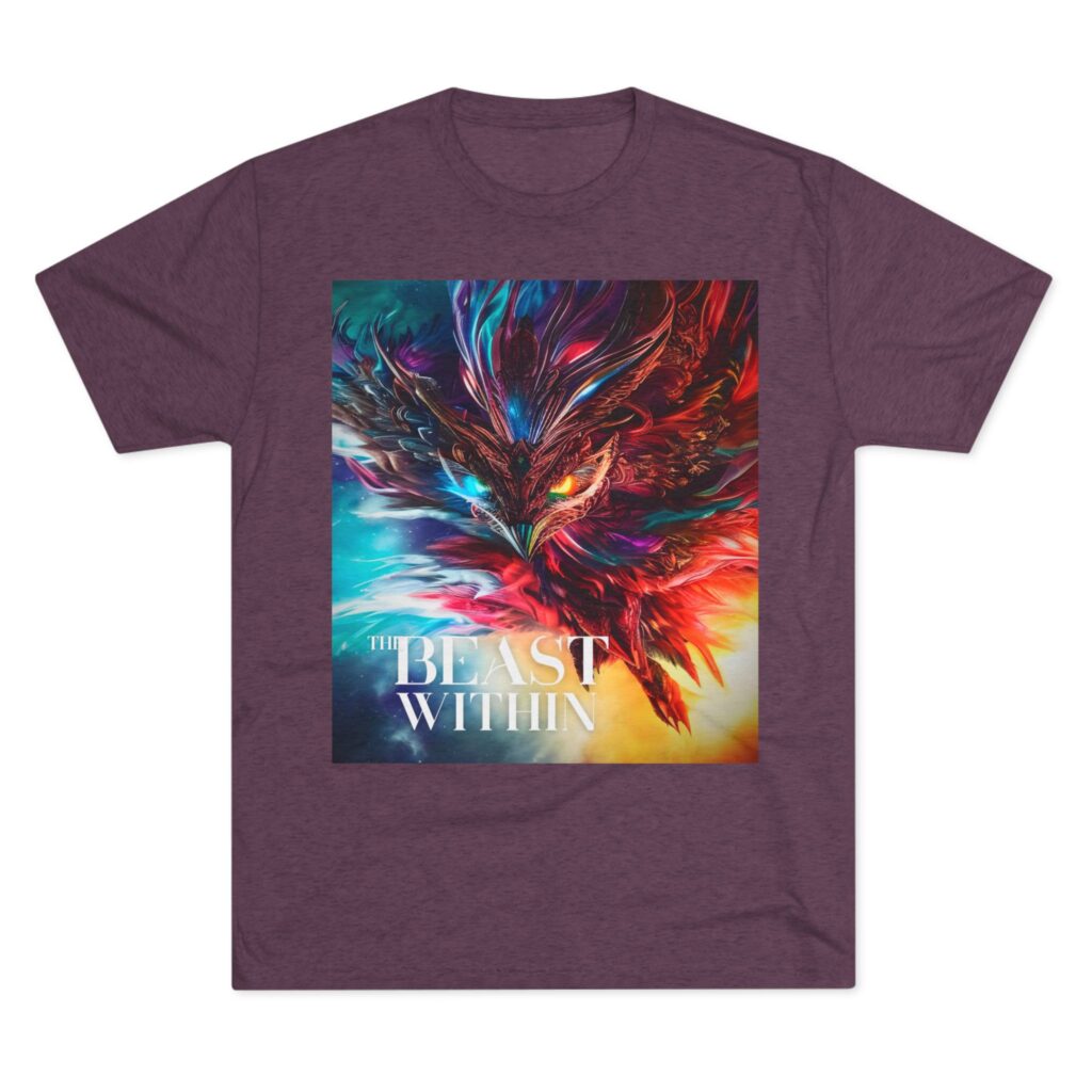 18024648014946889763_2048.jpeg Beast and Nightmare Dual Art T-shirt Tri-Blend Vintage Purple - front view