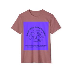 Eco Surf Vibes T-shirt (heather mauve color) - front view