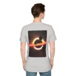Man wearing ice grey Galaxy Nightscape Print T-shirt while standing – back view