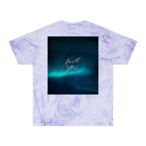 Aurora-Inspired Sky Print T-shirt (amethyst color) – back view