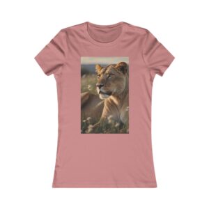 Women's Favorite Lion and Tulip T-shirt (mauve color) – front view