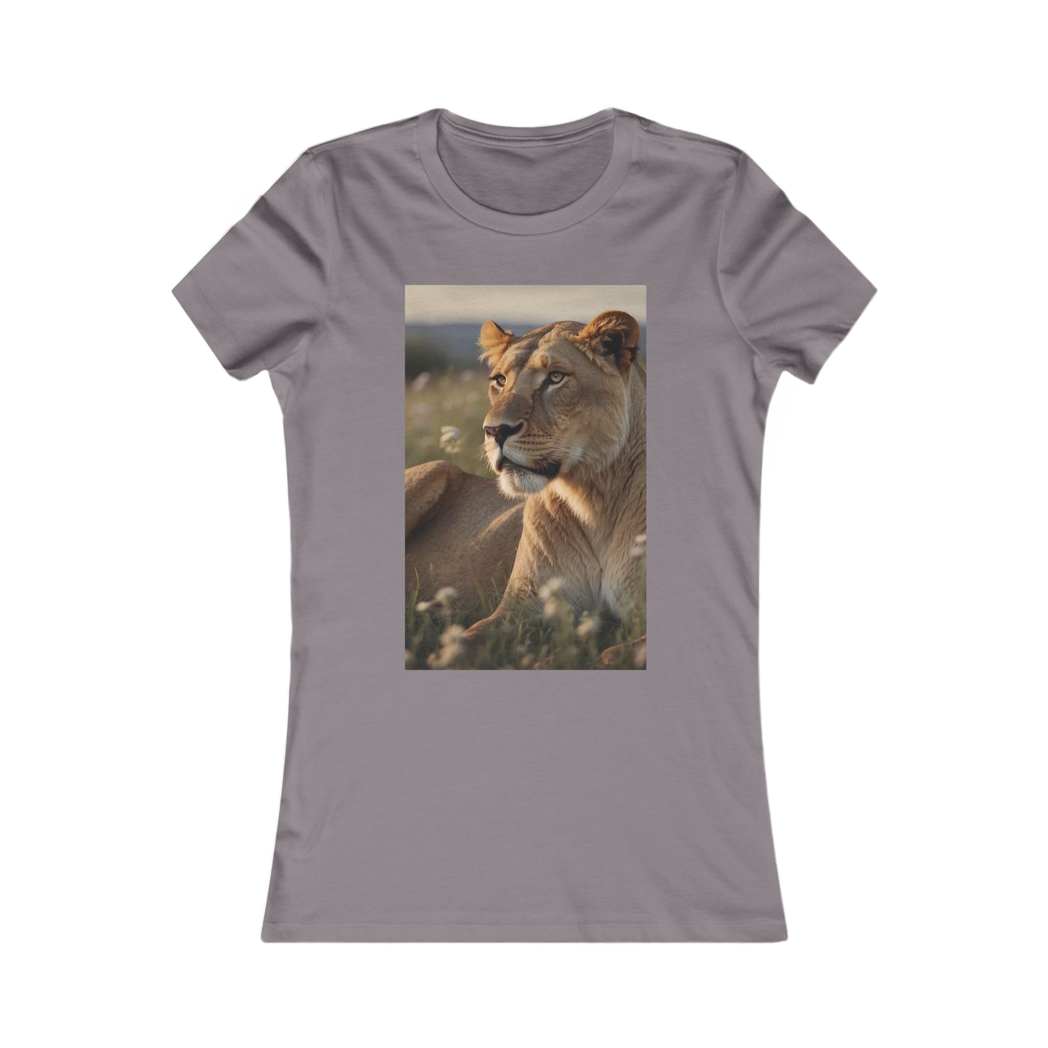 6516102389573806085_2048-7.jpeg Women's Favorite Lion and Tulip T-shirt (storm color) – front view