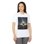 Woman wearing white Scenic Adidas Unisex Love & Space T-shirt while standing – front view