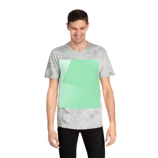 Man wearing smoke Aurora-Inspired Sky Print T-shirt while standing – front view