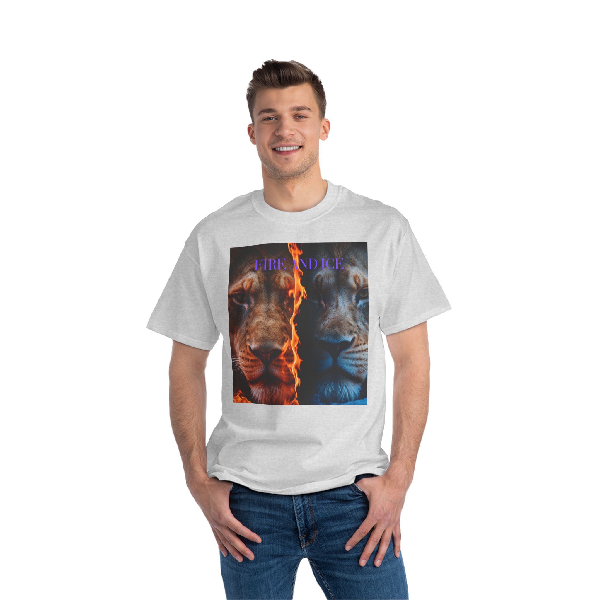 9117323488308184151_2048.jpeg Man wearing ash Fierce Duality T-Shirt while standing – front view