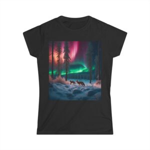 Aurora Nature Women's Softstyle T-shirt (black color) – front view