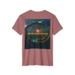 Serene Nature-Inspired T-Shirt (heather mauve color) – back view