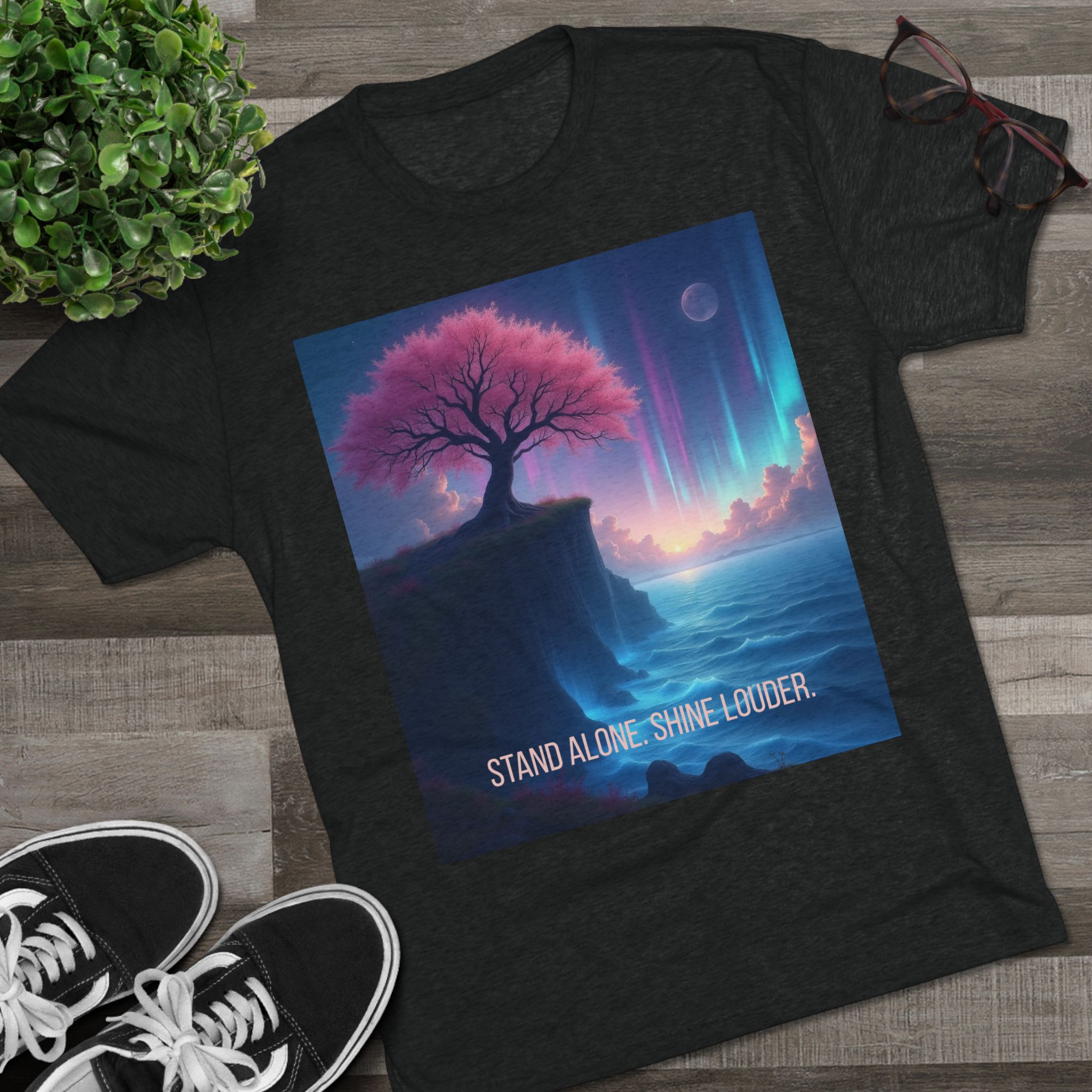 12518533359073235284_2048.jpeg Inspirational Graphic T-shirt Tri-Blend Vintage Black- flat lay view