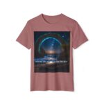 Serene Nature-Inspired T-Shirt (heather mauve color) – front view