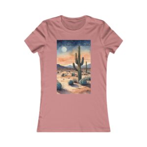Desert Dream Women's Tee, Cactus Shirt, Nature Lover Gift, Starry Night Top, Boho Fashion