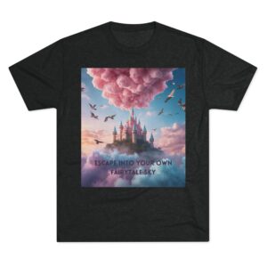 Whimsical Fantasy T-shirt Tri-Blend Vintage Black- front view
