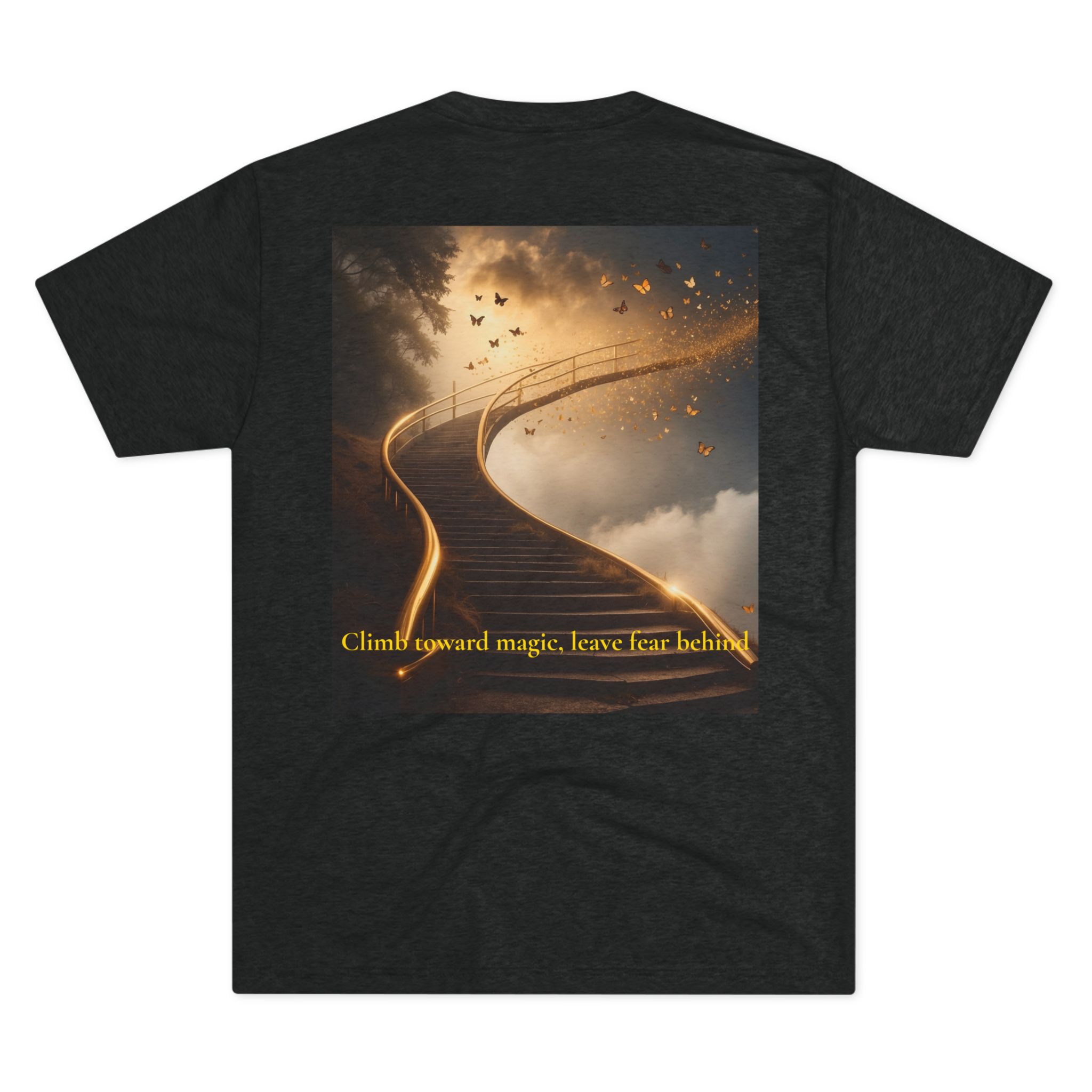 8295228759481532380_2048.jpeg Whimsical Fantasy T-shirt Tri-Blend Vintage Black- back view