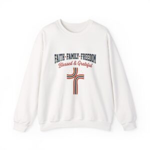 Faith • Family • Freedom Crewneck Sweatshirt | patriotic faith-based, vintage Americana